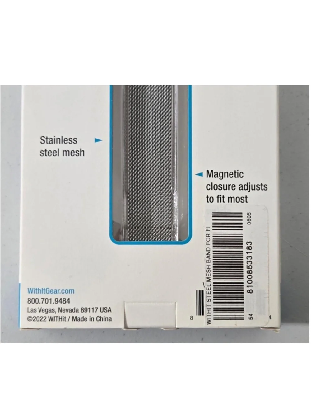 New Withit Fitbit Charge5 Watch Band Adjustable Stainless Steel Silver Metal NWT